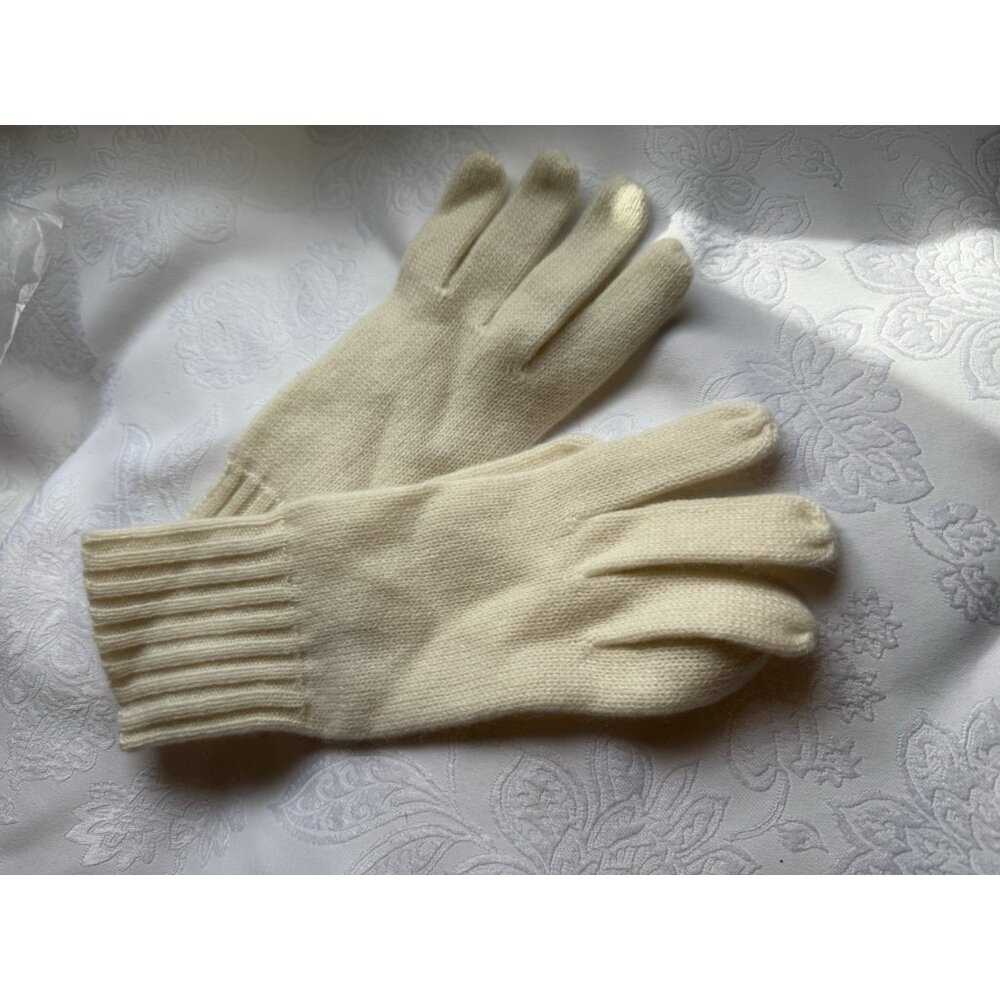 Spring & Mercer Cream Knit Cashmere Wool Gloves Lord & Taylor NEW